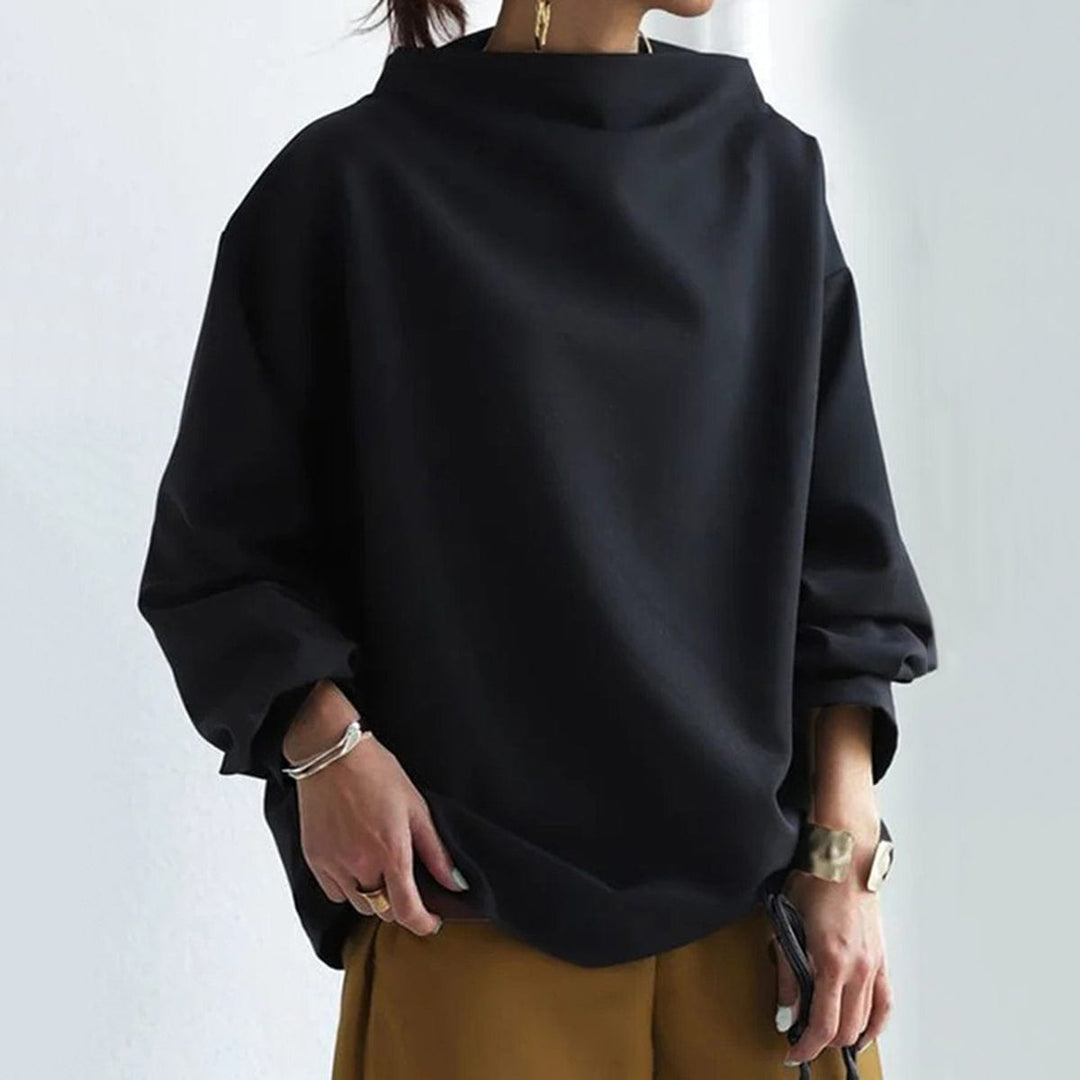 Women's High Neck Relaxed Blouse - Effortless Elegance
