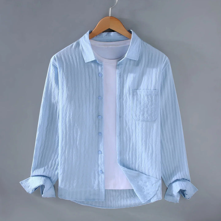 Men's Relaxed Linen Shirt – Breathable Summer Casual – Light Blue