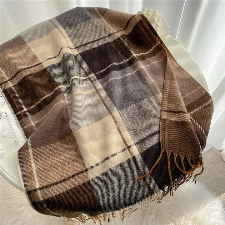 Women's Cashmere-Blend Plaid Scarf – Lightweight Winter Layer