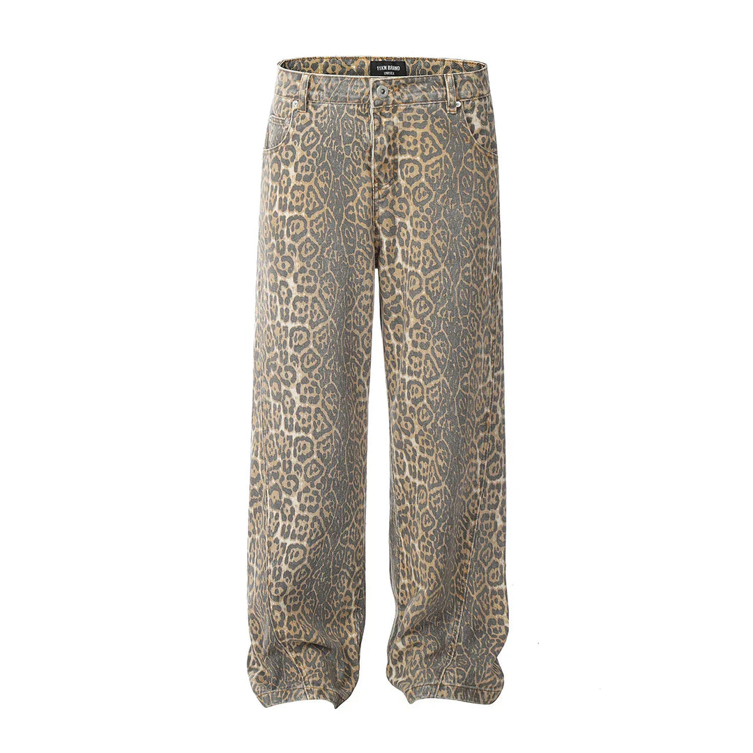 Women's Leopard Print Baggy Jeans – Relaxed Wide-Leg Denim – view 6