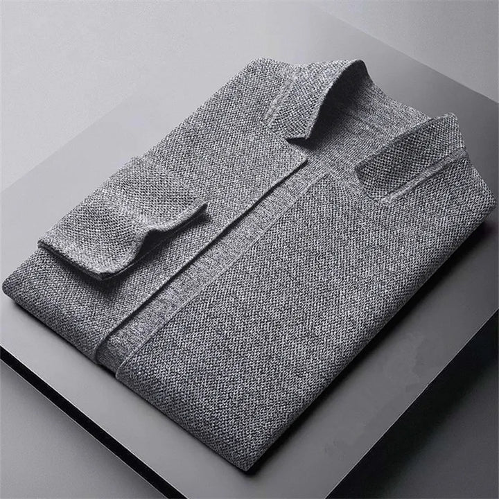 Men's Knit Mandarin Collar Cardigan – Smart Layering Knitwear – view 7