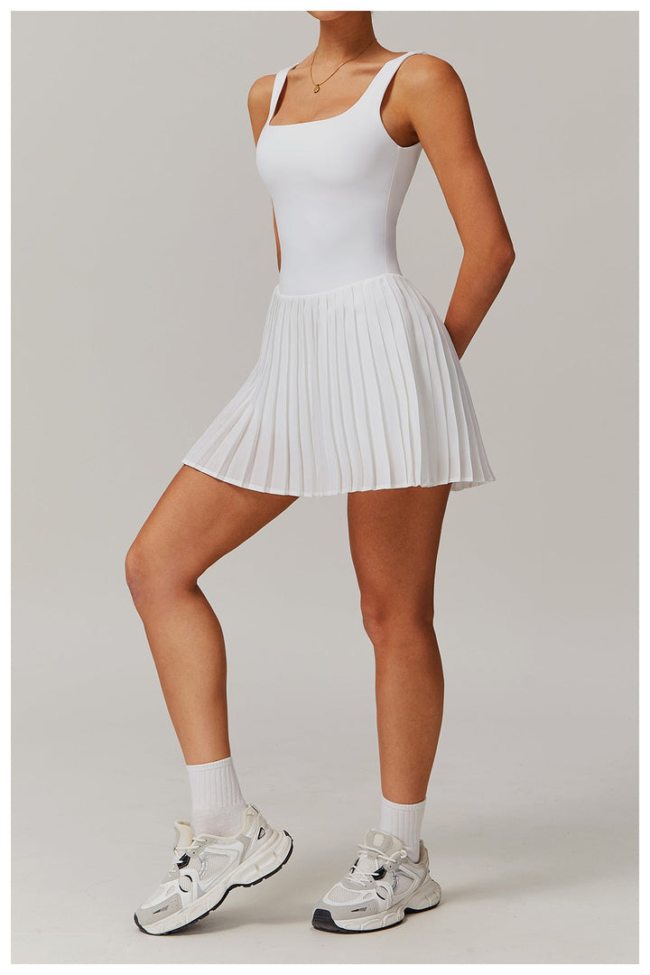 Women's Pleated Tennis Dress – Built-In Shorts & Pocket