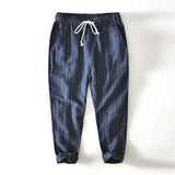 Oslo Men's Striped Linen-Blend Trousers – Relaxed Summer Fit