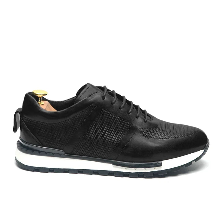 Men's Woven Leather Sneakers – Hand-Burnished Smart-Casual Trainers – view 11