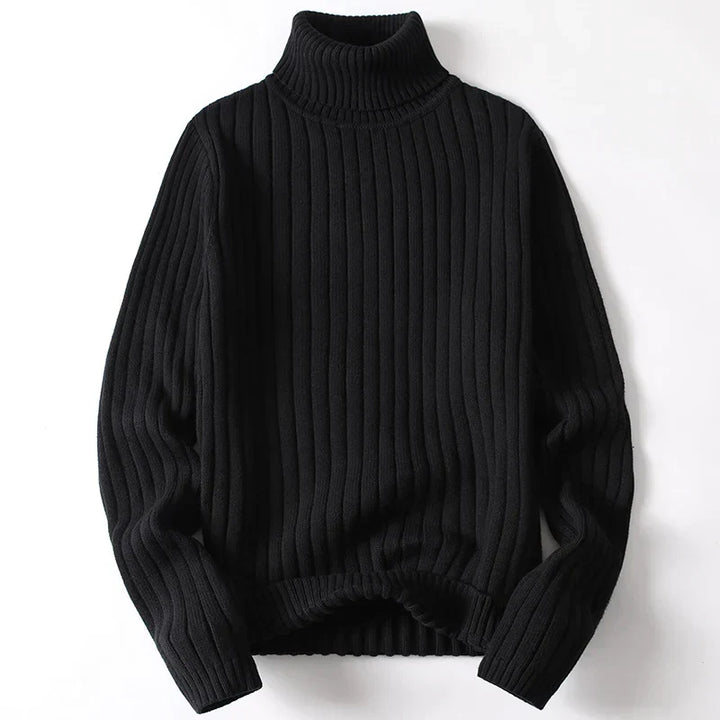 Men's Ribbed Knit Turtleneck Jumper – Heavy Roll Neck – view 5