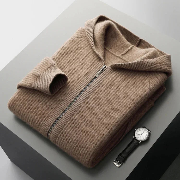 Men's Cashmere Zip-Through Hoodie – Lightweight Luxury Layer