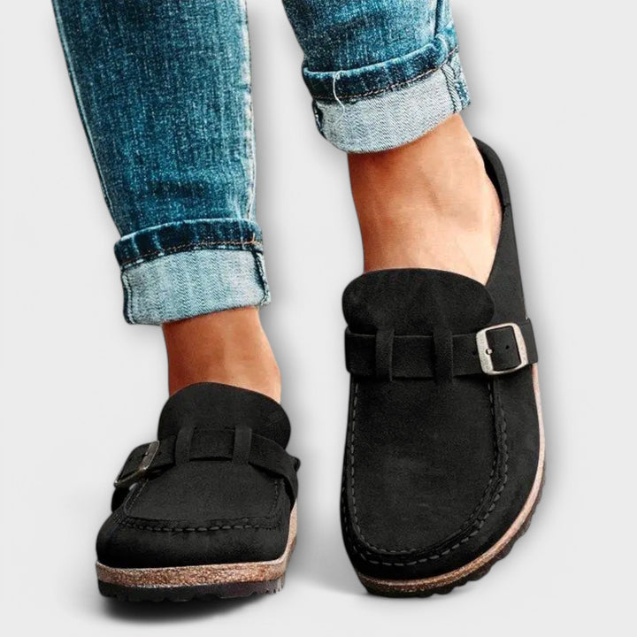 Women's Orthopedic Moccasins with Decorative Buckle - Everyday Comfort
