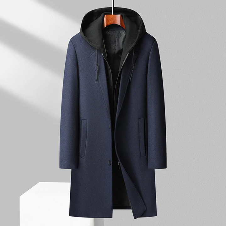 Men's Merino Wool Overcoat – Detachable Hood Winter Coat – view 7