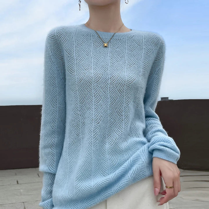 Women's Merino Wool Chevron Knit Jumper – Relaxed Fit Knitwear