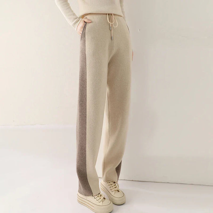 Women's 100% Wool Wide-Leg Trousers – Cosy Drawstring Waist