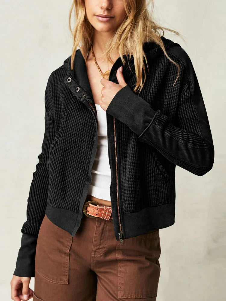 Women's Cropped Cotton Blend Hoodie – Soft Casual Layering – view 11