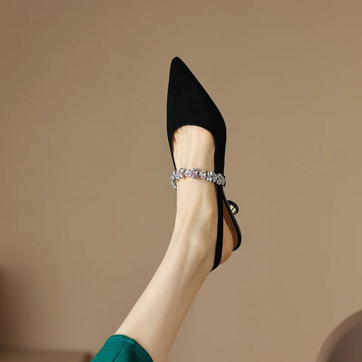 Women's Rhinestone Kitten Heels – Aurora Metallic Evening Shoes