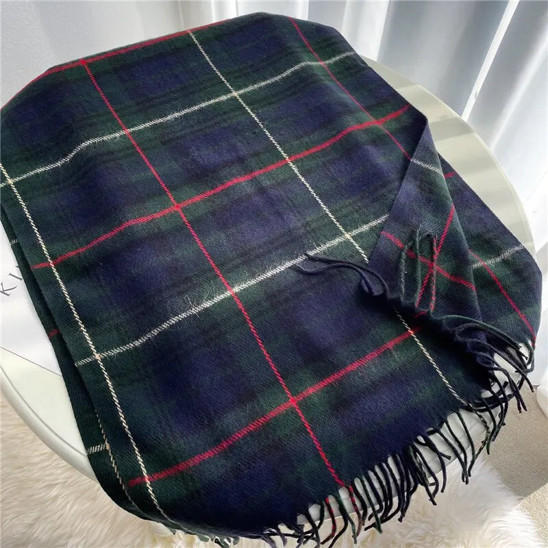 Women's Cashmere-Blend Plaid Scarf – Lightweight Winter Layer
