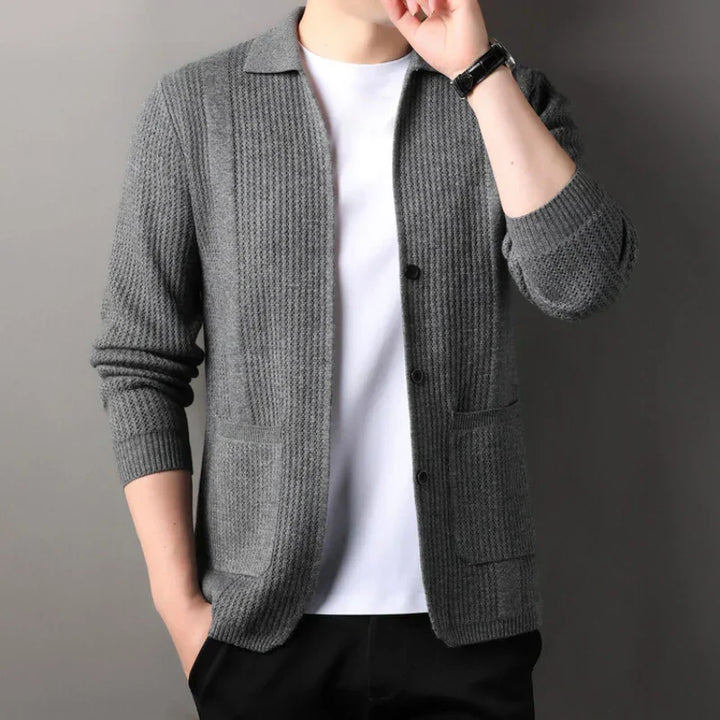 Men's Valerio Cashmere Button-Up Cardigan – Ribbed Knitwear – view 3