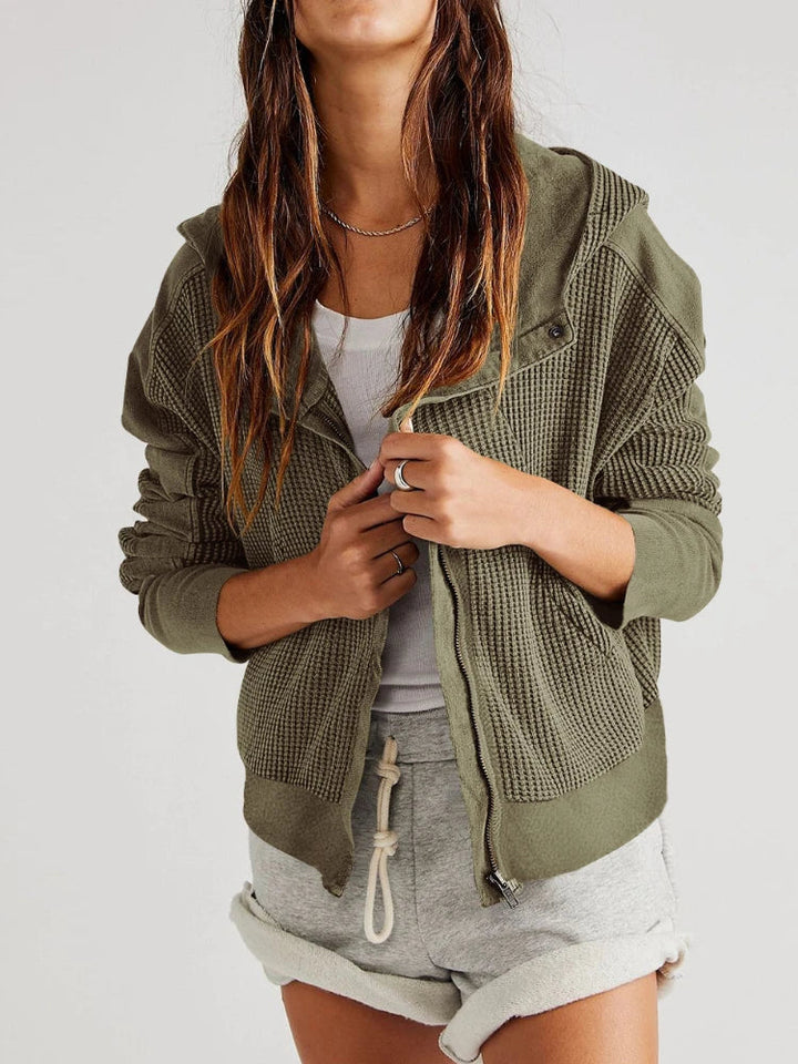 Women's Cropped Cotton Blend Hoodie – Soft Casual Layering – view 2