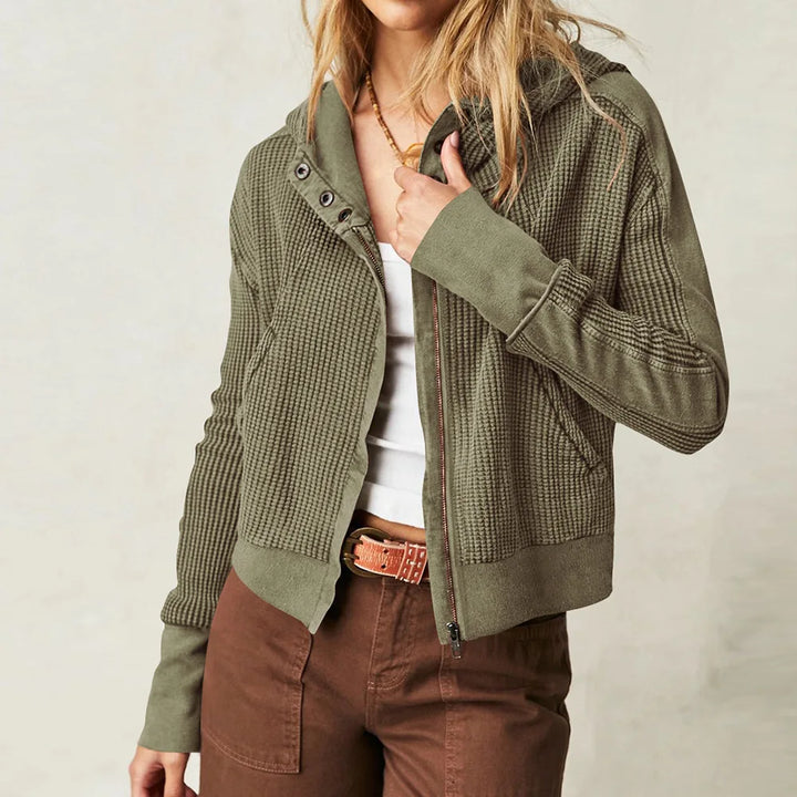 Women's Cropped Cotton Blend Hoodie – Soft Casual Layering