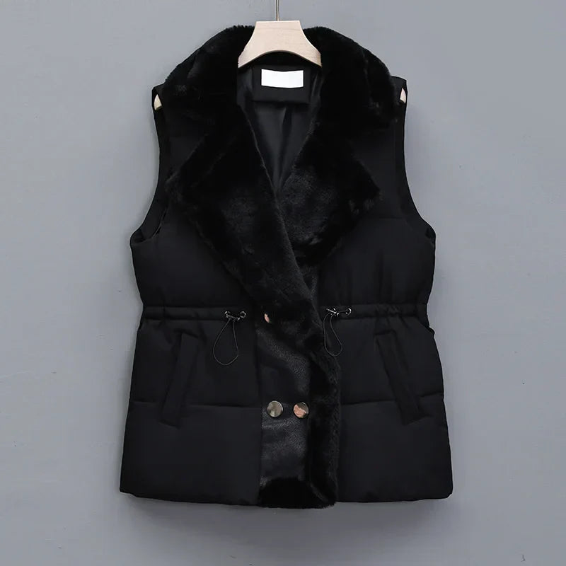 Women's Padded Gilet with Faux Fur Collar – Warm Layering Vest
