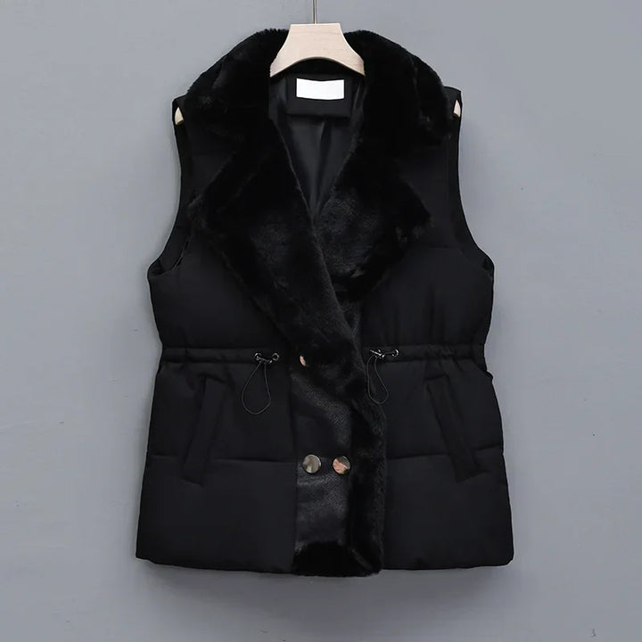 Women's Padded Gilet with Faux Fur Collar – Warm Layering Vest