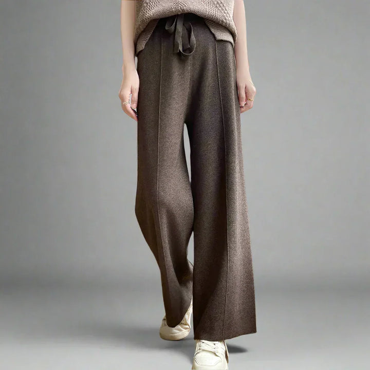 Women's Cashmere Wide-Leg Trousers – Drawstring Lounge Luxury – view 2