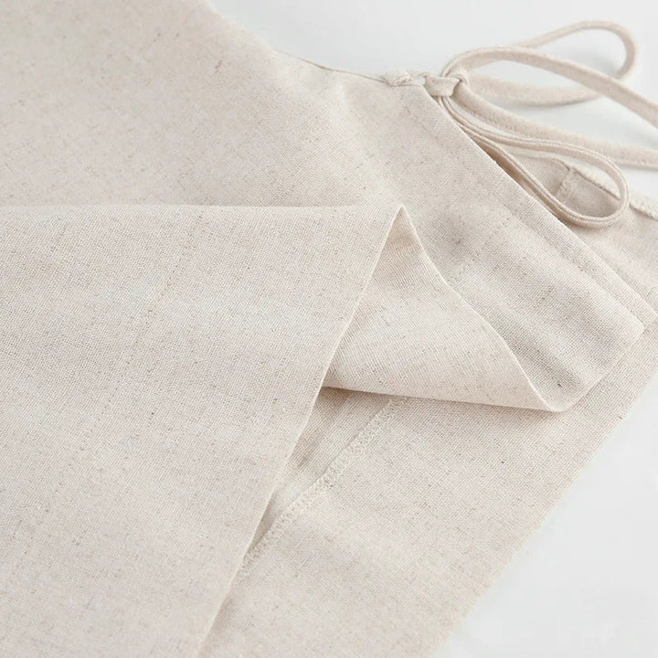 Women's Linen Twin Set – Cropped Top & Wide-Leg Trousers