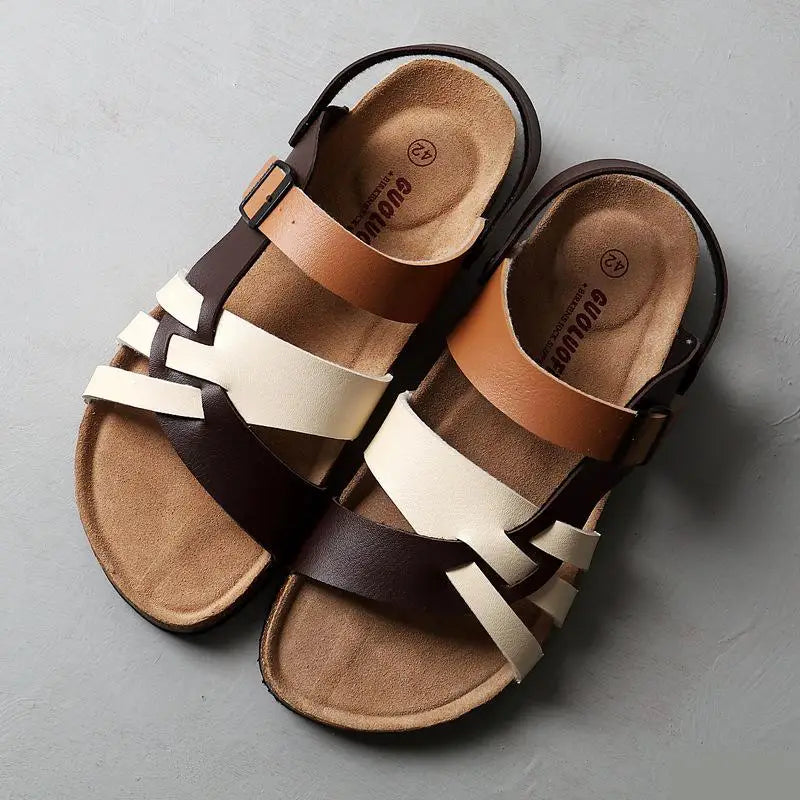 Women's Leather Sandals – Cushioned Comfort for Summer Days