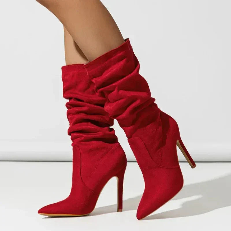 Women's Sleek Pleated Pointed Toe Heels - Evening Chic