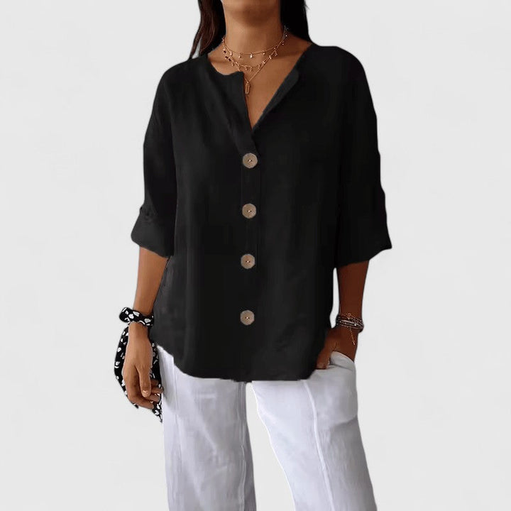Women's Cotton-Linen Blouse - Effortless Summer Style