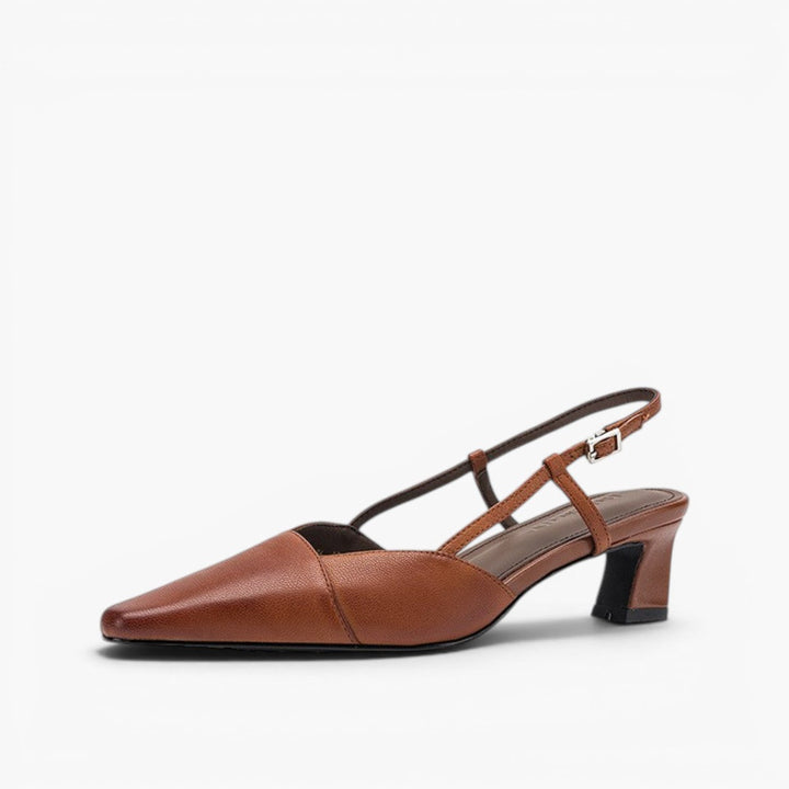 Women's Genuine Leather Slingback Heels - Polished All-Day Wear