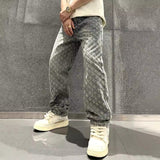 Men's Relaxed Straight-Leg Jeans – Washed Patterned Denim
