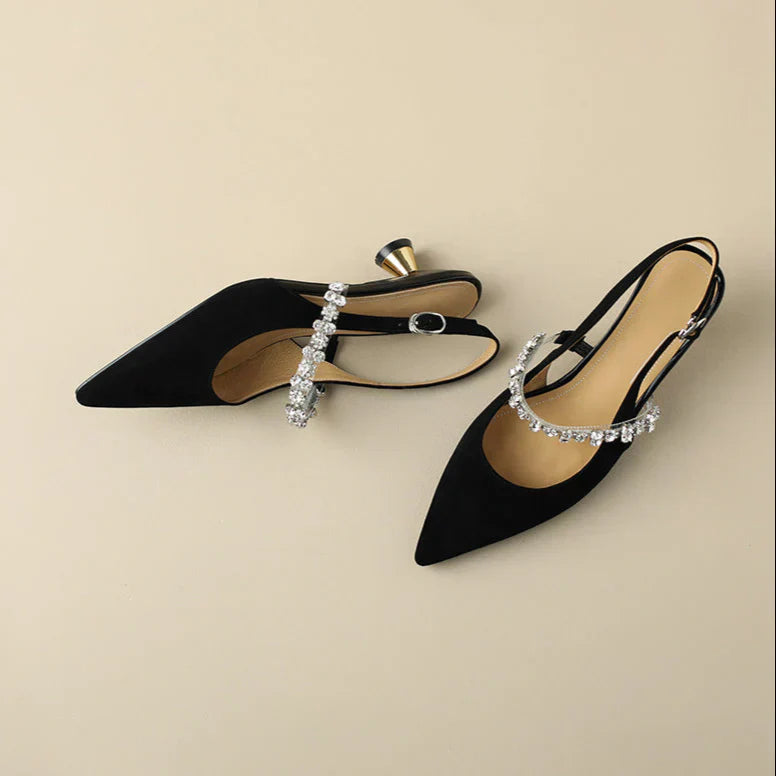 Women's Rhinestone Kitten Heels – Aurora Metallic Evening Shoes
