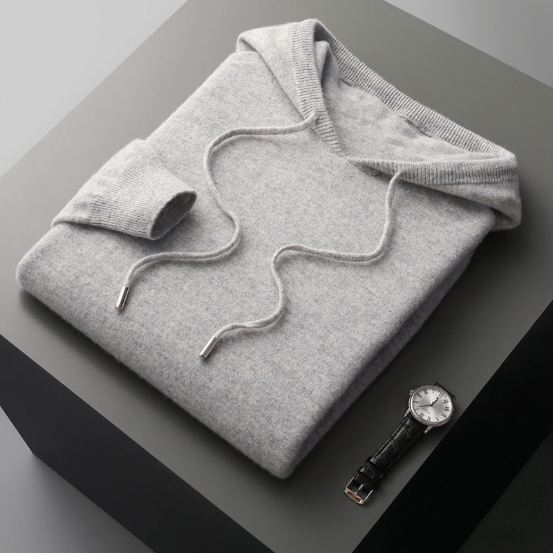 Men's Merino Wool Hoodie – Matteo Soft Knit Layering Piece – view 5