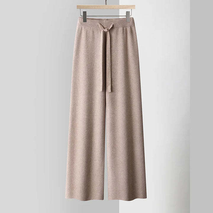 Women's Cashmere-Blend Wide-Leg Knit Trousers – Soft Lounge Luxury