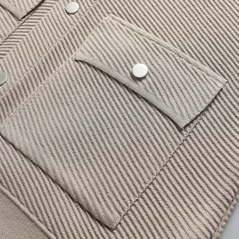 Men's Ribbed Knit Jacket with Snap Front – Smart Casual Layer – view 3
