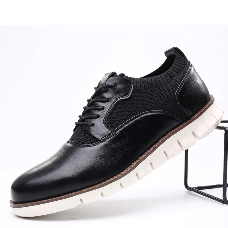 Men's Leather Knit Oxford Trainers – Smart Casual Hybrid Shoes – view 7