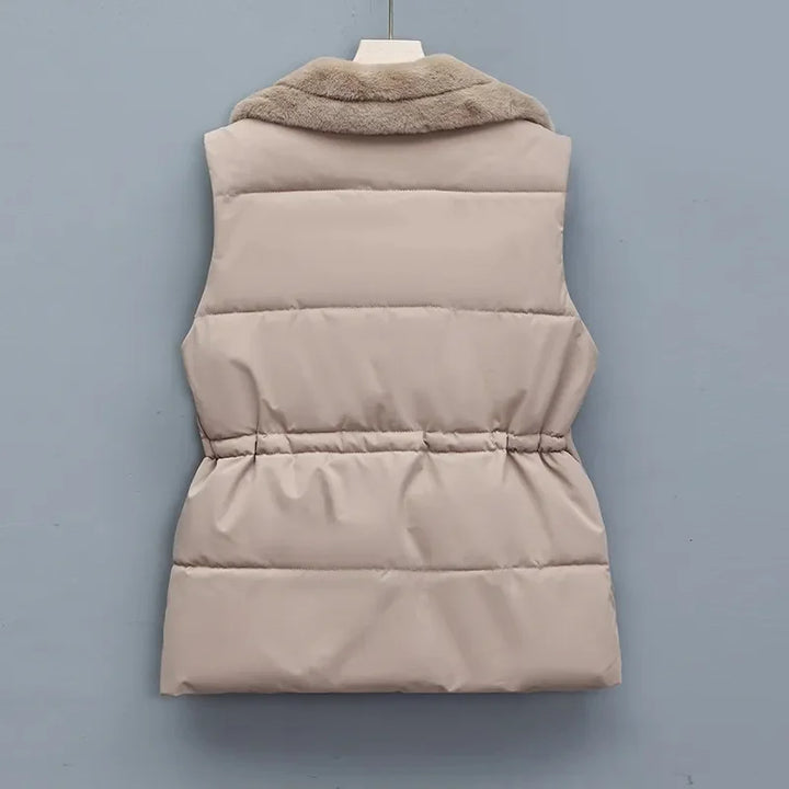 Women's Padded Gilet with Faux Fur Collar – Warm Layering Vest