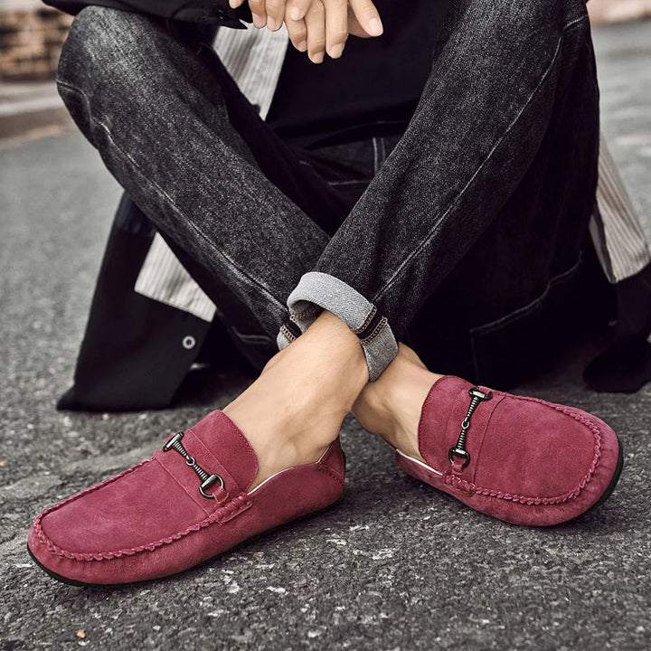 Men's Suede Loafers – Horse-Bit Detail, Non-Slip Sole