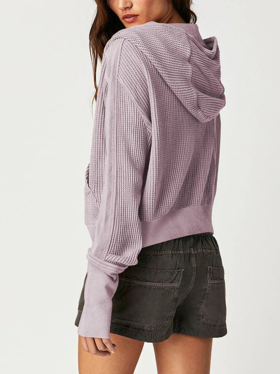 Women's Cropped Cotton Blend Hoodie – Soft Casual Layering