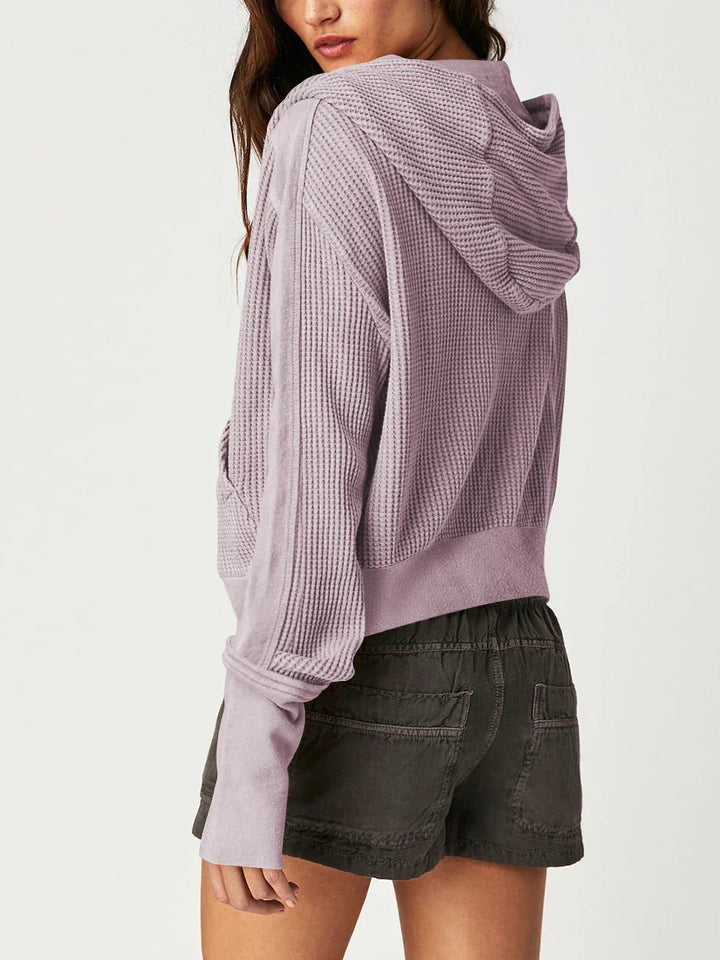 Women's Cropped Cotton Blend Hoodie – Soft Casual Layering