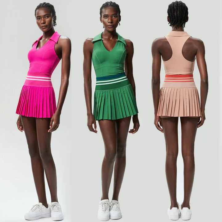 Women's Pleated Tennis Set – Quick-Dry Crop Top & Skirt