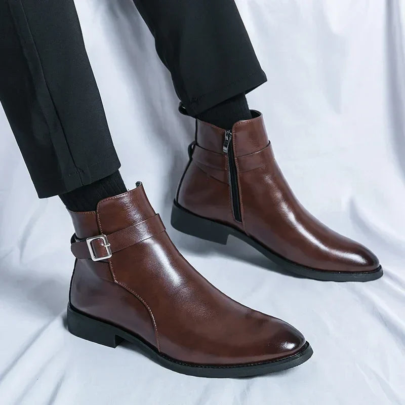 Men's Leather Chelsea Boots – Smart Casual Zip Ankle Boots – view 7