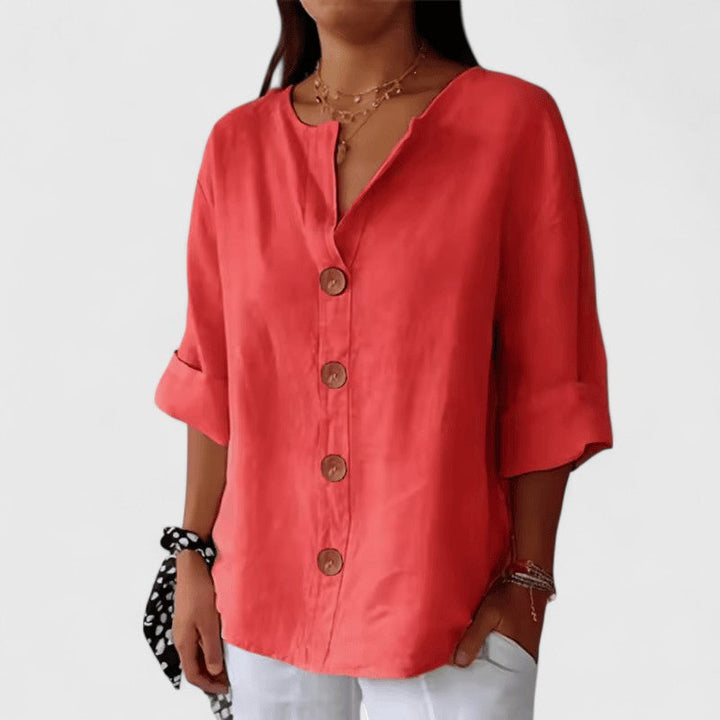 Women's Cotton-Linen Blouse - Effortless Summer Style