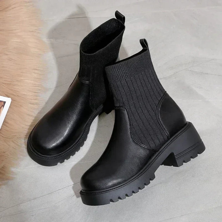 Women's Ribbed Knit Boots with Flexible Fit – Everyday Comfort – view 3