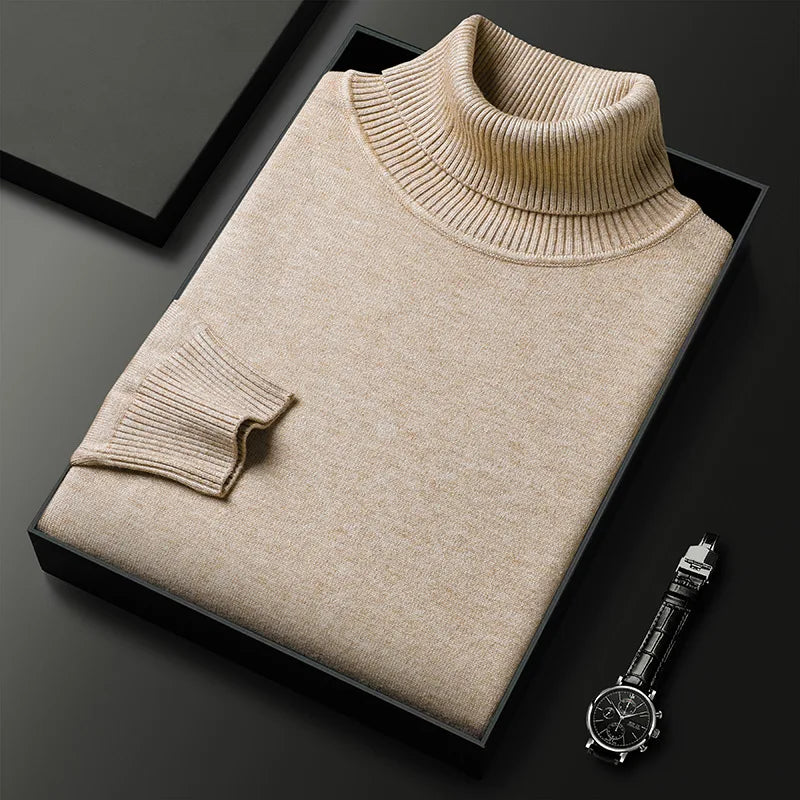 Men's Cashmere Blend Turtleneck Jumper – Warm Winter Layering