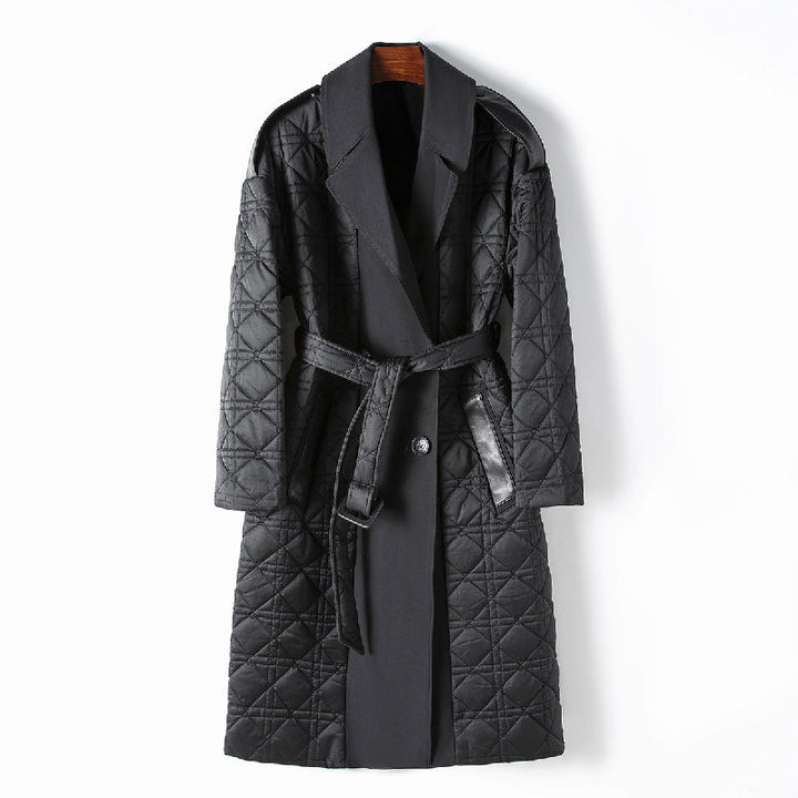 Women's Quilted Coat – Belted Longline Winter Layer – view 3