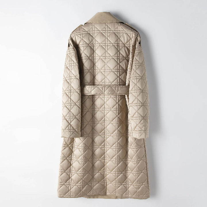 Women's Quilted Coat – Belted Longline Winter Layer – view 5