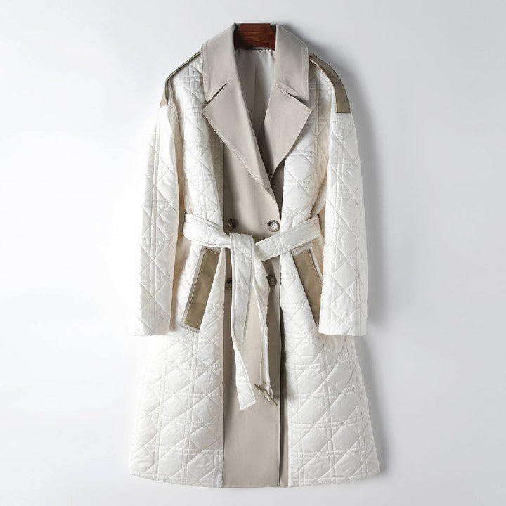 Women's Quilted Coat – Belted Longline Winter Layer – view 2
