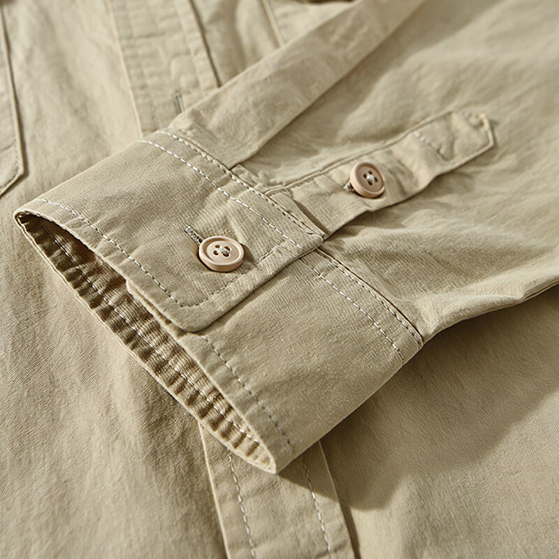 Men's Cotton Button-Down Shirt – Lisbon Relaxed Everyday Layer – view 10
