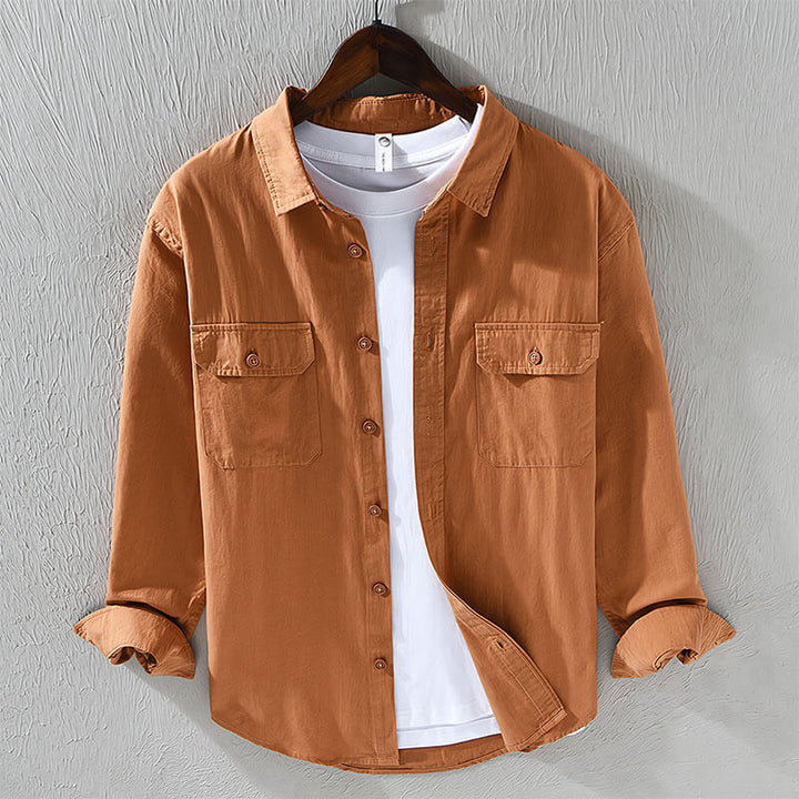 Men's Cotton Button-Down Shirt – Lisbon Relaxed Everyday Layer – view 3