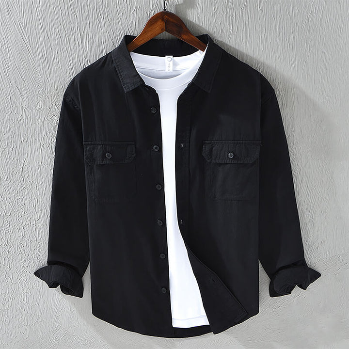 Men's Cotton Button-Down Shirt – Lisbon Relaxed Everyday Layer – view 5