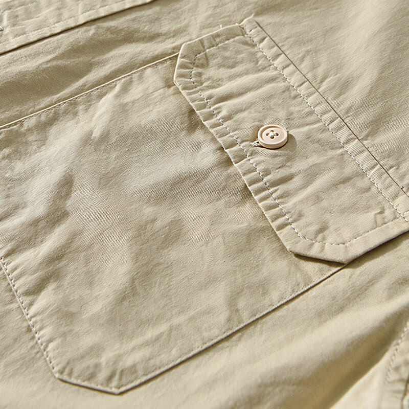 Men's Cotton Button-Down Shirt – Lisbon Relaxed Everyday Layer – view 8